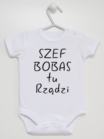 szef bobas tu rządzi body z krótkim rękawem kolor biały 247