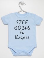 szef bobas tu rządzi body z krótkim rękawem kolor błękitny 247 szef bobas tu rządzi body z krótkim rękawem kolor błękitny 247