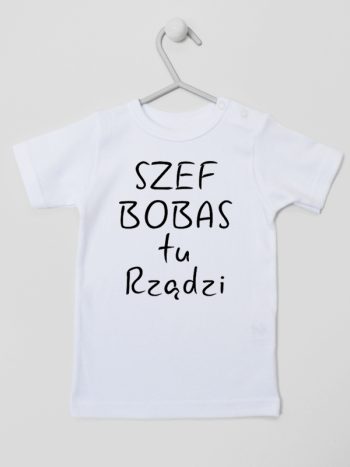 szef bobas tu rządzi koszulka z krótkim rękawem kolor biały 247