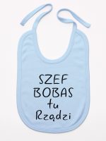 szef bobas tu rządzi śliniak niemowlęcy kolor błękitny 247 szef bobas tu rządzi śliniak niemowlęcy kolor błękitny 247