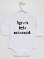 tego szefa trzeba nosić na rękach body z długim rękawem kolor biały 132