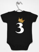trójka z korona na trzecie urodziny body z krótkim rękawem kolor czarny 258