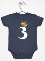 trójka z korona na trzecie urodziny body z krótkim rękawem kolor granatowy 258