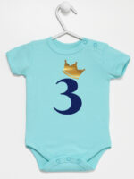 trójka z korona na trzecie urodziny body z krótkim rękawem kolor miętowy 258