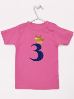 trójka z korona na trzecie urodziny koszulka z krótkim rękawem kolor ciemny różowy 258 trójka z korona na trzecie urodziny koszulka z krótkim rękawem kolor ciemny różowy 258