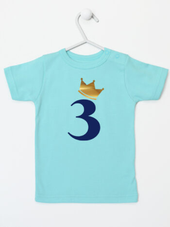 trójka z korona na trzecie urodziny koszulka z krótkim rękawem kolor miętowy 258