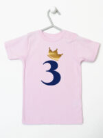 trójka z korona na trzecie urodziny koszulka z krótkim rękawem kolor różowy 258 trójka z korona na trzecie urodziny koszulka z krótkim rękawem kolor różowy 258