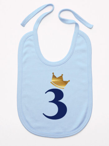 trójka z korona na trzecie urodziny śliniak niemowlęcy kolor błękitny 258