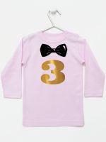 trójka z muszką na trzecie urodziny koszulka z długim rękawem kolor różowy 221 trójka z muszką na trzecie urodziny koszulka z długim rękawem kolor różowy 221