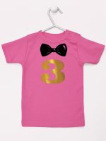 trójka z muszką na trzecie urodziny koszulka z krótkim rękawem kolor ciemny różowy 221 trójka z muszką na trzecie urodziny koszulka z krótkim rękawem kolor ciemny różowy 221