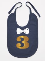 trójka z muszką na trzecie urodziny śliniak niemowlęcy kolor granatowy 221
