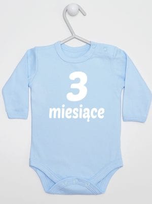 trzy miesiące body z długim rękawem kolor błękitny 015