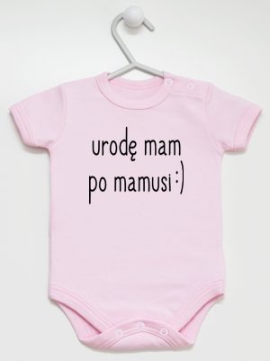urodę mam po mamusi body z krótkim rękawem kolor różowy 087