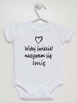 witaj świecie nazywam się z imieniem body z krótkim rękawem kolor biały 119