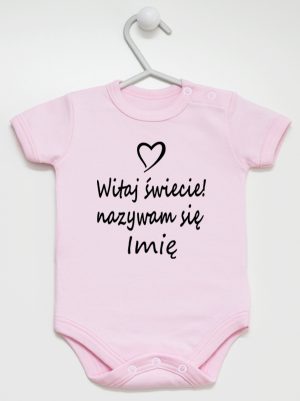 witaj świecie nazywam się z imieniem body z krótkim rękawem kolor różowy 119