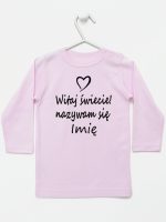 witaj świecie nazywam się z imieniem koszulka z długim rękawem kolor różowy 119