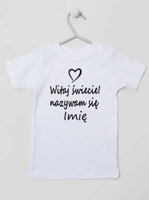 witaj świecie nazywam się z imieniem koszulka z krótkim rękawem kolor biały 119
