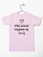 witaj świecie nazywam się z imieniem koszulka z krótkim rękawem kolor różowy 119