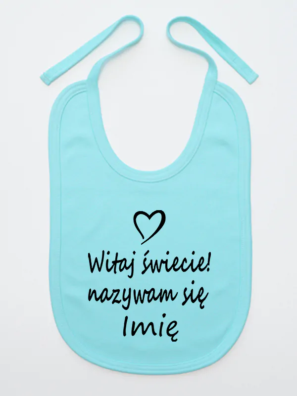 witaj świecie nazywam się z imieniem śliniak niemowlęcy kolor miętowy 119