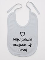 witaj świecie nazywam się z imieniem śliniak niemowlęcy kolor szary 119