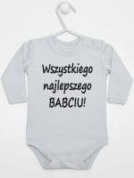 wszystkiego najlepszego babciu body z długim rękawem kolor szary 046