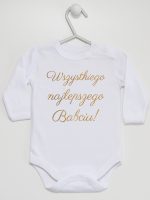 wszystkiego najlepszego babciu nadruk złoty body z długim rękawem kolor biały 180