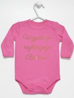 wszystkiego najlepszego babciu nadruk złoty body z długim rękawem kolor ciemny różowy 180