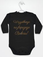 wszystkiego najlepszego babciu nadruk złoty body z długim rękawem kolor czarny 180