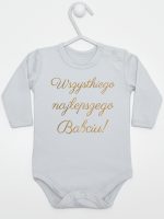 wszystkiego najlepszego babciu nadruk złoty body z długim rękawem kolor szary 180