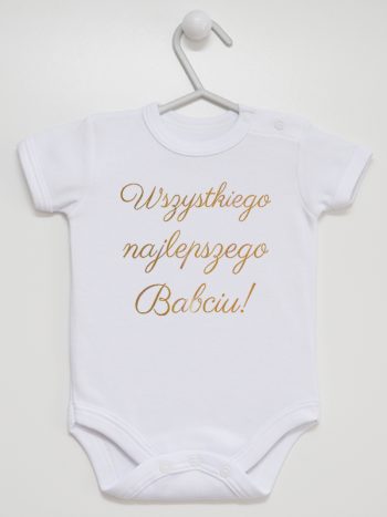 wszystkiego najlepszego babciu nadruk złoty body z krótkim rękawem kolor biały 180