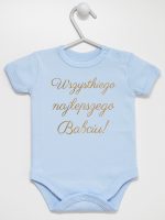 wszystkiego najlepszego babciu nadruk złoty body z krótkim rękawem kolor błękitny 180