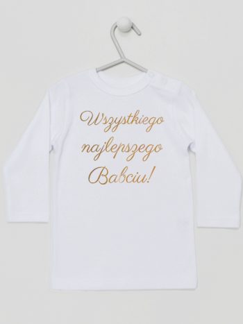 wszystkiego najlepszego babciu nadruk złoty koszulka z długim rękawem kolor biały 180