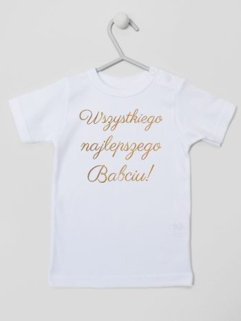 wszystkiego najlepszego babciu nadruk złoty koszulka z krótkim rękawem kolor biały 180