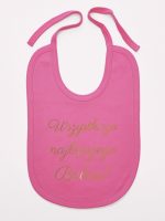 wszystkiego najlepszego babciu nadruk złoty śliniak niemowlęcy kolor ciemny różowy 180