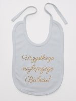 wszystkiego najlepszego babciu nadruk złoty śliniak niemowlęcy kolor szary 180