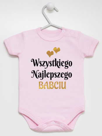 wszystkiego najlepszego babciu z sercami body z krótkim rękawem kolor różowy 254