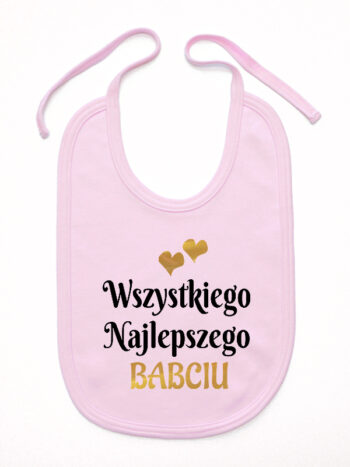 wszystkiego najlepszego babciu z sercami śliniak niemowlęcy kolor różowy 254