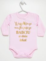 wszystkiego najlepszego babciu z własnym tekstem body z długim rękawem kolor różowy 203