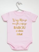 wszystkiego najlepszego babciu z własnym tekstem body z krótkim rękawem kolor różowy 203
