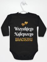 wszystkiego najlepszego braciszku z sercami body z długim rękawem kolor czarny 256