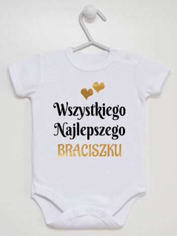 wszystkiego najlepszego braciszku z sercami body z krótkim rękawem kolor biały 256