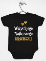 wszystkiego najlepszego braciszku z sercami body z krótkim rękawem kolor czarny 256