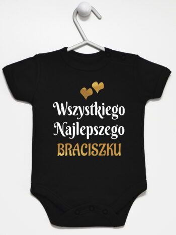 wszystkiego najlepszego braciszku z sercami body z krótkim rękawem kolor czarny 256