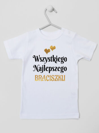 wszystkiego najlepszego braciszku z sercami koszulka z krótkim rękawem kolor biały 256