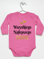 wszystkiego najlepszego ciociu z sercami body z długim rękawem kolor ciemny różowy 251