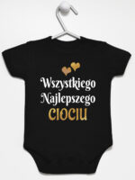 wszystkiego najlepszego ciociu z sercami body z krótkim rękawem kolor czarny 251