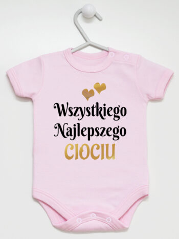 wszystkiego najlepszego ciociu z sercami body z krótkim rękawem kolor różowy 251