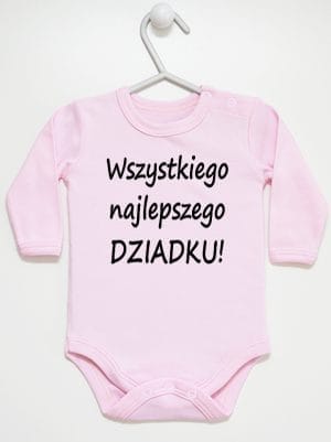 wszystkiego najlepszego dziadku body z długim rękawem kolor różowy 047