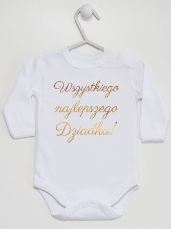 wszystkiego najlepszego dziadku nadruk złoty body z długim rękawem kolor biały 181