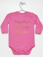 wszystkiego najlepszego dziadku nadruk złoty body z długim rękawem kolor ciemny różowy 181